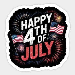 Happy 4th Of July Patriotic American US Flag 4th Of July Sticker